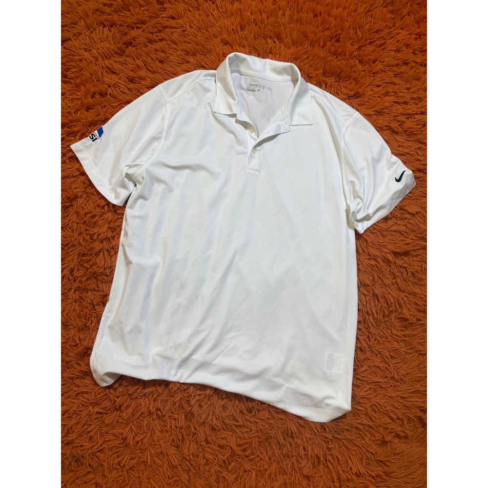 Nike Golf Mens Dri-FIT Polo Shirt White Short Sleeve WSI Logo Size Large